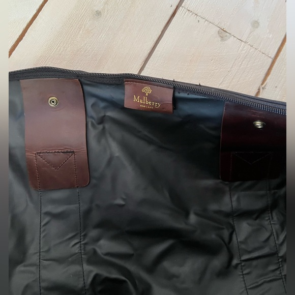 Mulberry Black Nylon Leather Zip Holdall Weekend Carry On Bag Luggage Vintage - Picture 10 of 10